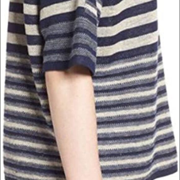 Eileen Fisher Blue Denim Organic Linen Round Neck Top - Picture 7 of 9